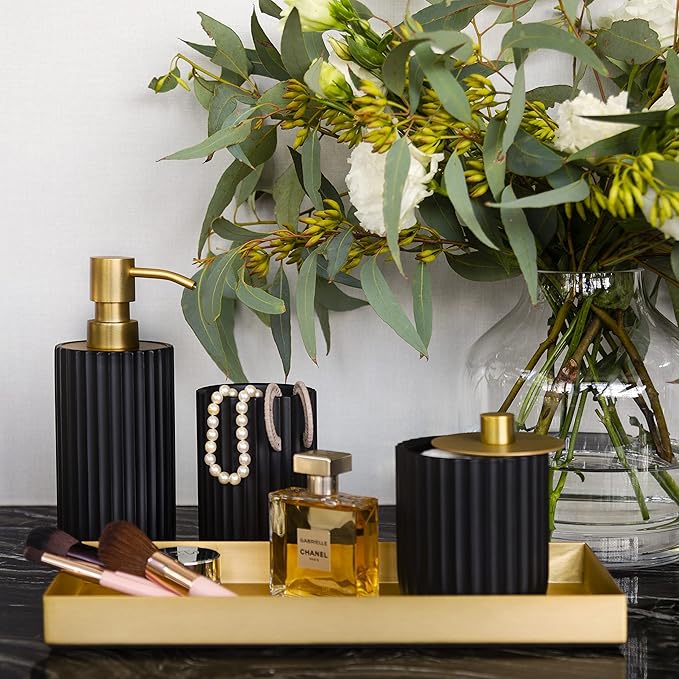 Bathroom Accessory Set, Gold Bathroom Accessories, Matte Black Bathroom Accessories Sets Complete, Bathroom Assesssories Set, Farmhouse Bathroom Decor, Bathroom Soap Dispenser Set, Boho Bathroom Decor