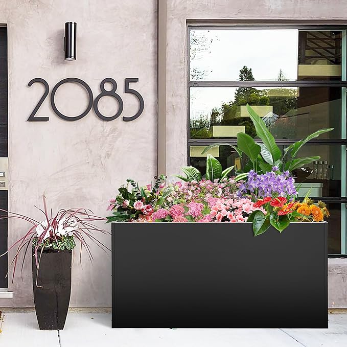 Metal Planter Box, Planter Boxes Outdoor Heavy Duty, Rectangular 3 Tier Adjustable Height Outdoor Planter, Galvanized Steel Plant Box, Garden Planter for Plants and Flowers, 38'' L x 16'' W x 20'' H