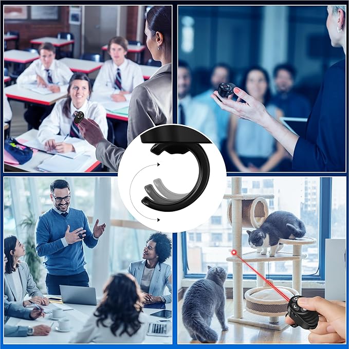 Wireless Presentation Clicker Rechargeable, Finger Ring Powerpoint Clicker with Red Laser Pointer, Presenter Remote PPT Clicker for Powerpoint Presentations for Mac Computer Laptop