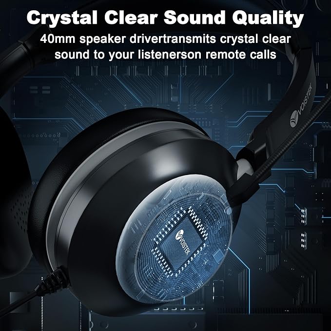 USB Headset with Mic for Laptop PC,Wired On Ear Computer Headphones with Noise Cancelling Microphone,in-line Control for Windows,MacOS,Office Work,Call Center,Video Meeting