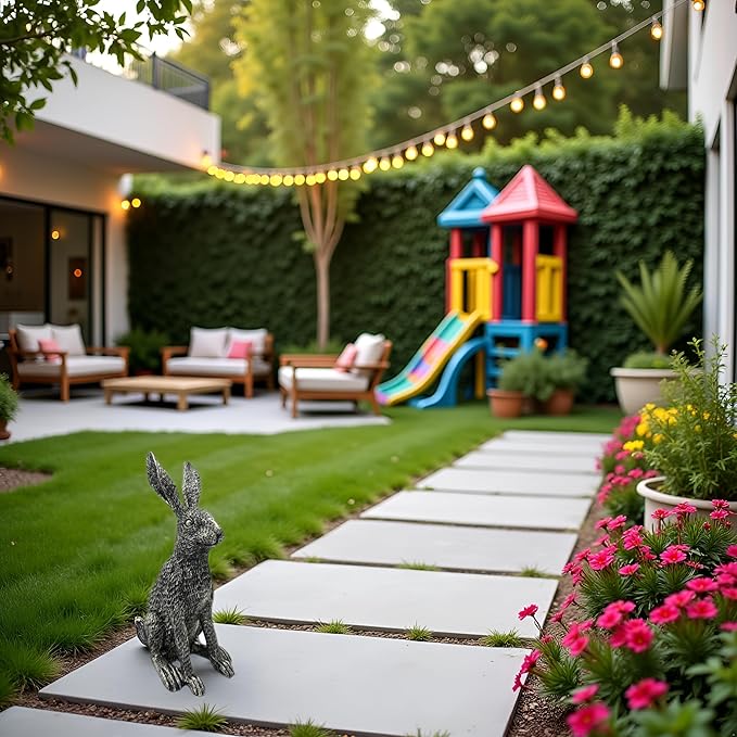 Charming Resin Rabbit Statue - 10.2-inch Decorative Figurine for Home & Garden, Modern Art Sculpture with Intricate Details, Perfect for Shelves, Tables, or Gardens