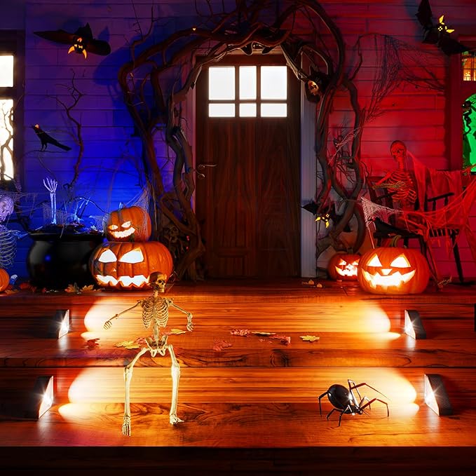 ROSHWEY Solar Step Lights for Outside Waterproof, 6 Pack Outdoor Deck Steps Lights, Triangle Solar Stair Light for Outside, Front Porch, Dock, Backyard, Path, Walkway, Patio Decor, Cool White