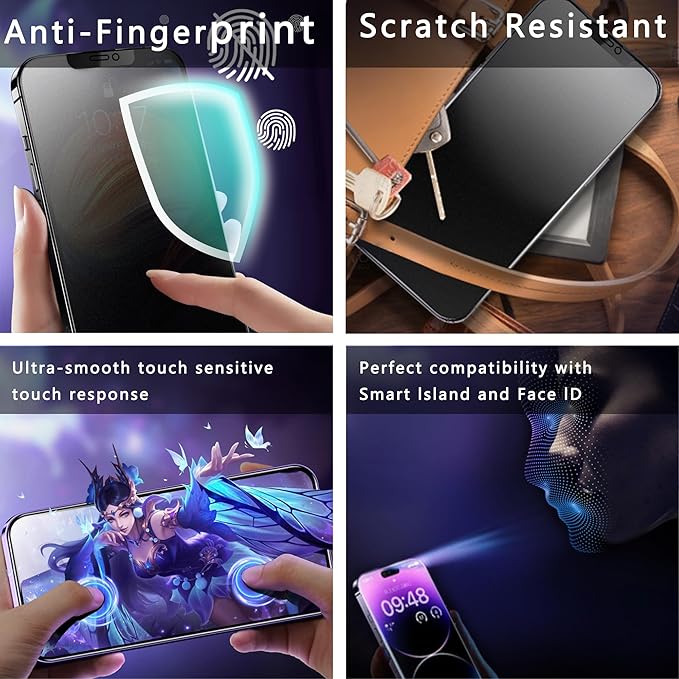 2 Pack Matte Privacy Screen Protector for iPhone 11 Pro Max and iPhon XS MAX 6.5-Inch Auto Dust Removal, No Bubbles,Anti-Spy Tempered Glass Film, Easy Installation