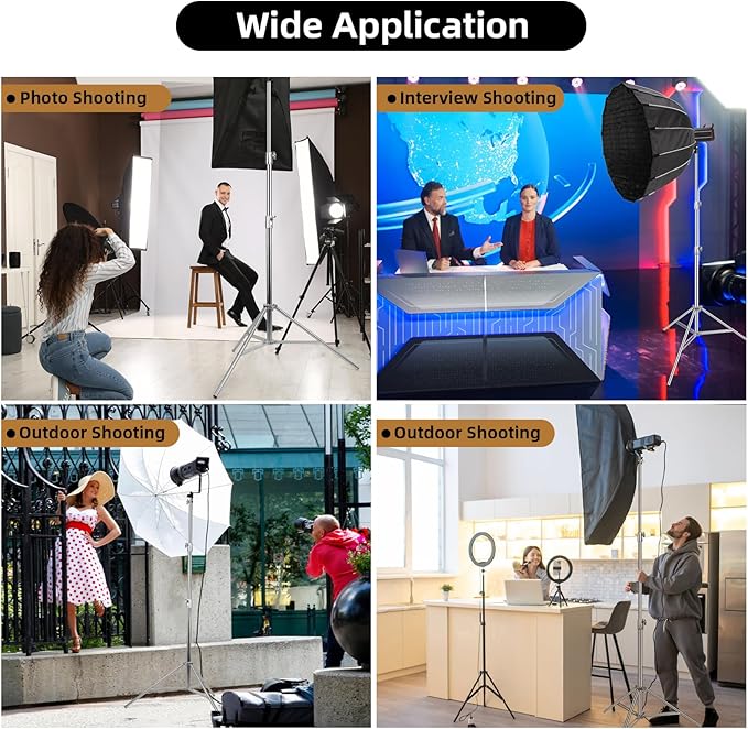 9.2ft/280cm Heavy Duty Light Stand - Spring Cushioned Light Stand, High Stable Light Stand Photography with Carry Bag, Stand Light for Strobe Light, Softbox, Reflector, Ring Light and Flashes