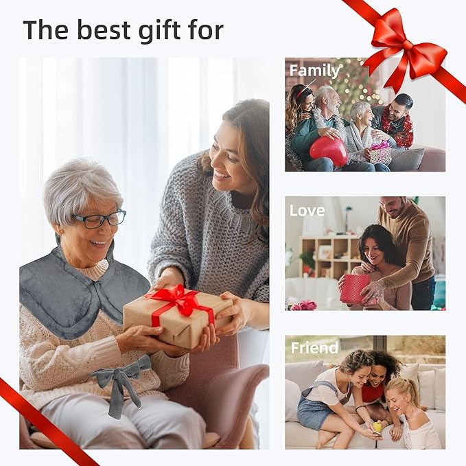 Snailax Heating Pad for Back Pain Relief, Christmas Gifts, Large Heating Pad for Neck Shoulder Back, Neck Warmer Weighted Wearable Back Heated Pad, Auto Shut Off, (Grey)