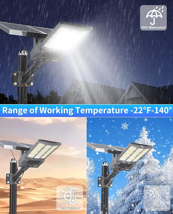 JAYNLT Y-12000W Solar Street Lights Outdoor,900000LM 6500K Bright Parking Lot Lights Commercial,Split Flood Lights Solar Powered,IP67 Waterproof Solar Security Lamps for Parking Lot,Stadium