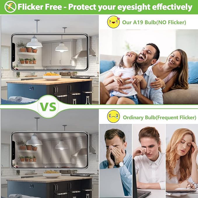 4-Pack A19 Light Bulbs, 100W Equivalent LED Bulb, Neutral White 4000K 1100LM 11W, Non-Dimmable E26 Base Bright Lighting, CRI 85+, No Flicker