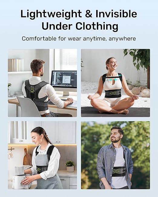 Posture Corrector for Women and Men, Upgraded Back Brace with Enhanced Support, Shoulder Straightener with Cushioned Shoulder Pads & Underarm Strap, Yellow Size M (Upper Waist: 35.4"-41.3")