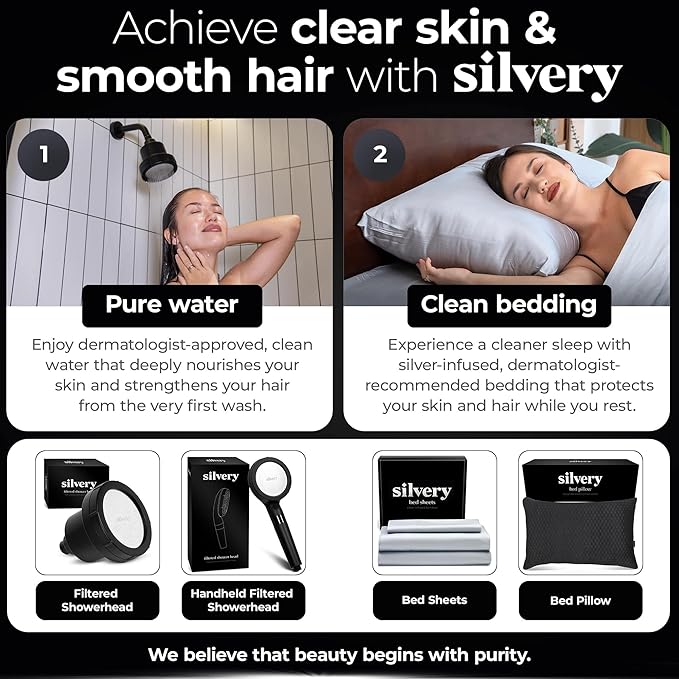 Silvery Memory Foam Bed Pillow - Patent-Pending Self-Cleaning Technology™ for Hygienic Sleep - Cooling Hypoallergenic Adjustable Pillows for Side, Back & Stomach Sleepers