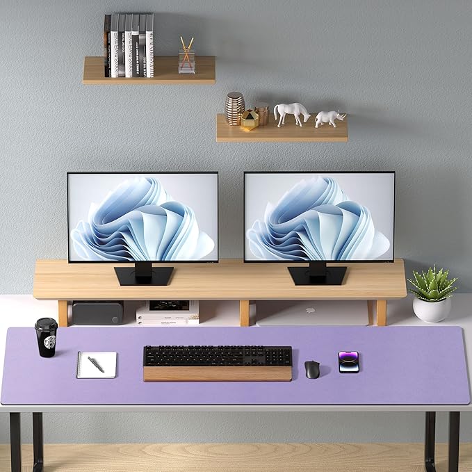 Leather Desk Pad Protector, Mouse Pad, Office Desk Mat, Non-Slip PU Leather Desk Blotter, Laptop Desk Pad, Waterproof Desk Writing Pad for Office and Home (48"x17", Lavender)