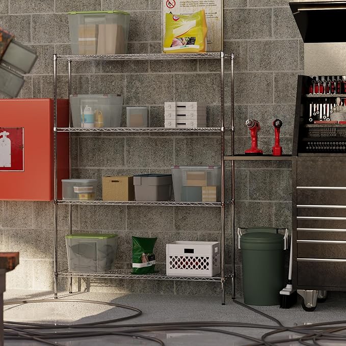 14" Deep x 54" Wide x 74" Height Wire Shelving Kit | 4-Tier | NSF Commercial Storage Rack Unit