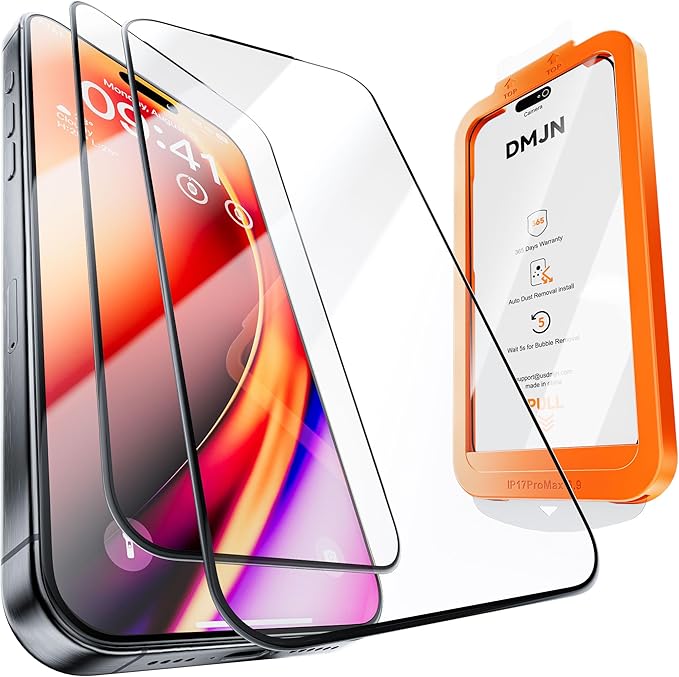 Unbreak 9H+ Glass for iPhone 17 Pro Max Screen Protector (13FT Military Grade Shatterproof, Easy Installation) Screen Protector 17 Pro Max Tempered Glass, Full Edge Coverage, 2 Pack