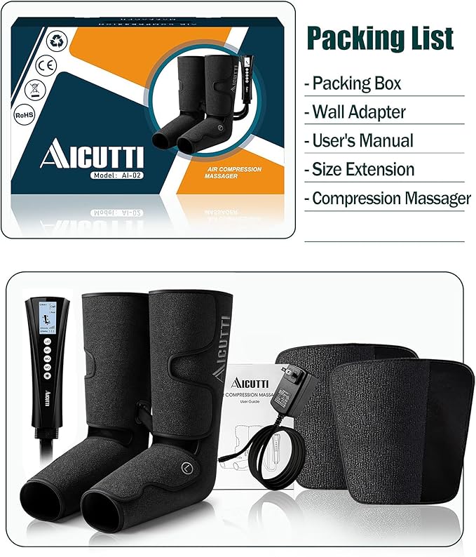 Professional Air Compression Leg and Foot Massager with Heat - Christmas & Birthday Gifts for Men & Women, Improved Circulation & Pain Relief, Ideal for Parents on Mother's Day & Father's Day