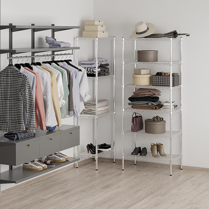 18" Deep x 30" Wide x 74" Height Wire Shelving Kit | 6-Tier | NSF Commercial Storage Rack Unit