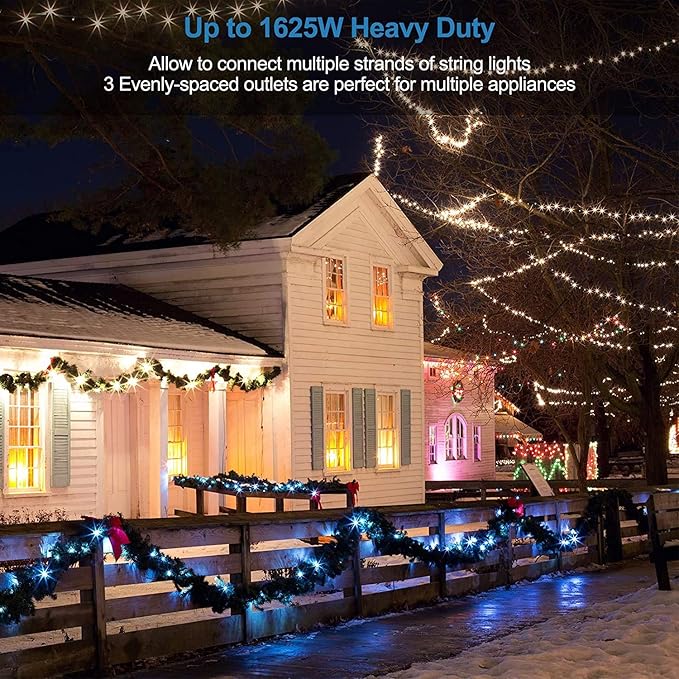 25FT 12 Gauge Outdoor Power Extension Cord,Four Outlet Cable.Multiple Evenly-Spaced Plug Ideal for Landscaping Light,Stage Backline,Holiday decoratio,Cord Splitter ETL Listed…