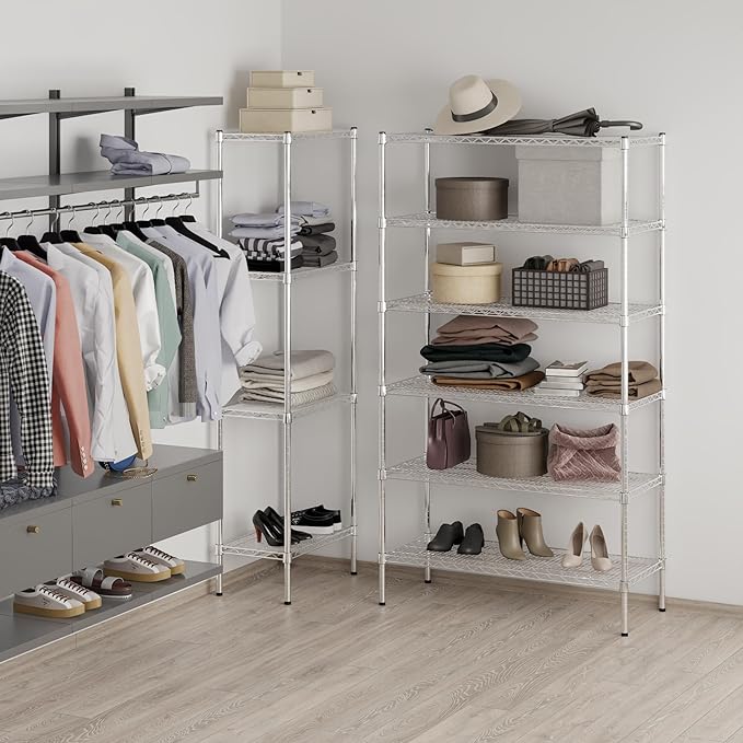 18" Deep x 42" Wide x 74" Height Wire Shelving Kit | 6-Tier | NSF Commercial Storage Rack Unit