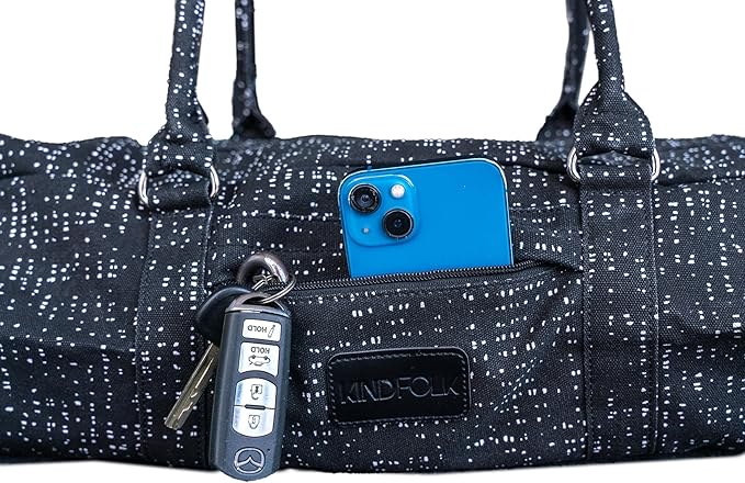 Kindfolk Yoga Mat Duffle Bag Patterned Canvas with Pocket and Zipper