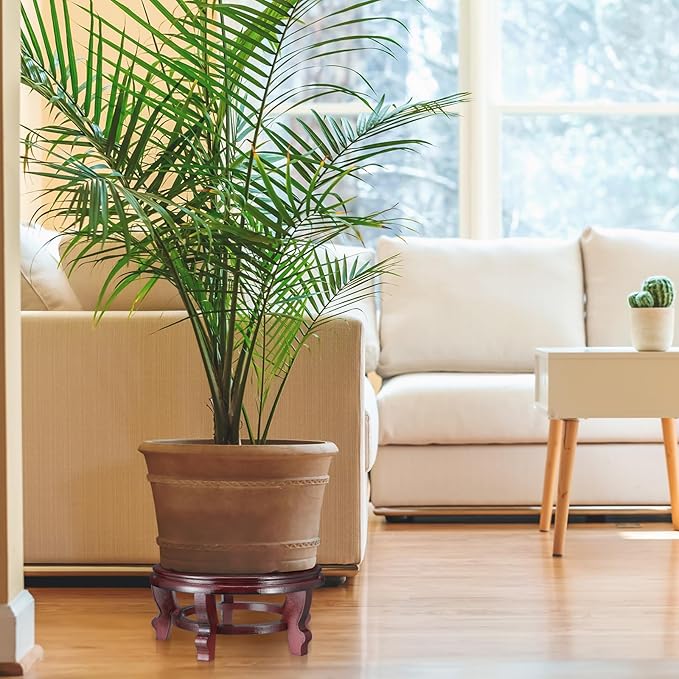 Wooden Planter Stand Indoor Chinese Vase Fishbowl Display Stands Asian Vase Pot Stands Traditional Stands for Home Indoor Plants Outdoor Decoration (10 Inches)