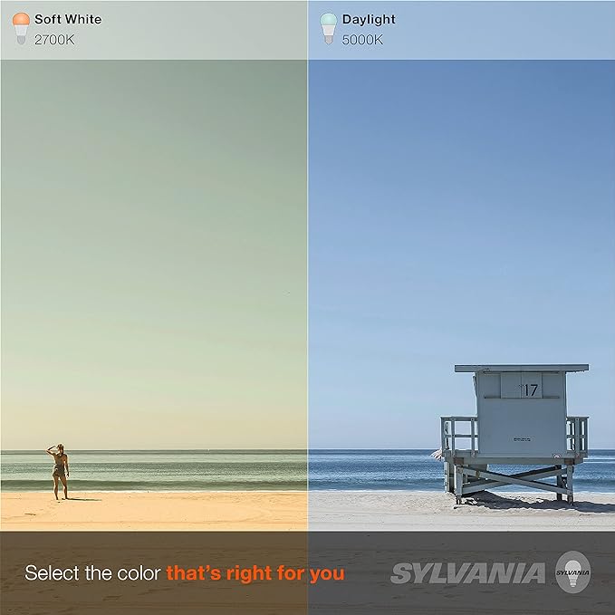 Sylvania LED TruWave Natural Series A19 Light Bulb, 100W Equivalent, Efficient 15W, 1600 Lumens, Medium Base, Dimmable, Clear, 3500K, Bright White - 4 Pack (42274)