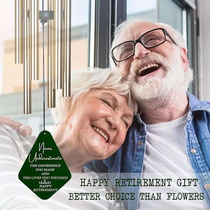 Retirement Gift for Woman Men, 32" Wind Chimes Retirement Gifts, Happy Retirement Gifts for Coworker Colleague Boss Teachers Nurses Friends, Going Away Gifts Retirement Decorations,Green