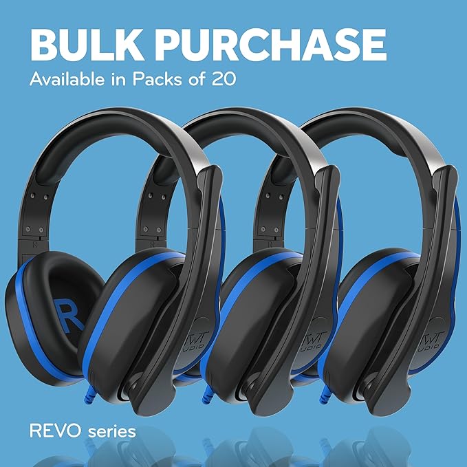 ThinkWrite Technologies TWT Audio REVO Headset, Premium Wired Over-Ear Headset, Noise Reducing Headset with Mic Boom (3.5MM) - 20 Pack