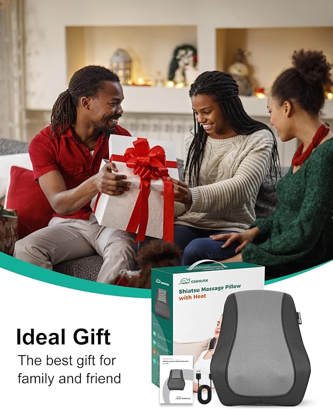 Cordless Shiatsu Neck Massager with Heat & Vibration, Back Neck Shoulder Massager for Pain Relief Deep Tissue, 4D Kneading Back Massage Pillow, Rechargeable Portable Massage, Gifts for Mom,Dad