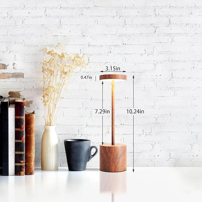 LED Cordless Table Lamps Set of 2,Portable Rechargeable 5000mAh Outdoor Table Lamp,3 Color Stepless Dimming Battery Powered Lamp, Table Light for Outside/Patio/Restaurant/Home.(Wood Grain)