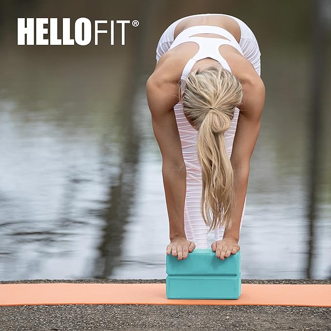 Hello Fit 3" Yoga Block, 10 Pack Bulk EVA Foam Yoga Blocks, Firm and Supportive Yoga Brick, Balance Foam for Stretching, Pilates, and Workout, 3" x 6" x 9"