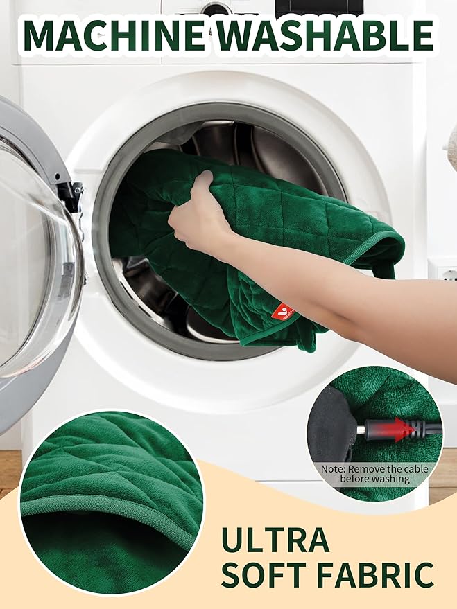 Vofuoti Heating Pad for Neck and Shoulders, Portable Heating Pad with Massager and Battery, Weighted Electric Heated Neck Shoulder Wrap, 16'' x 22'', 2.2lbs