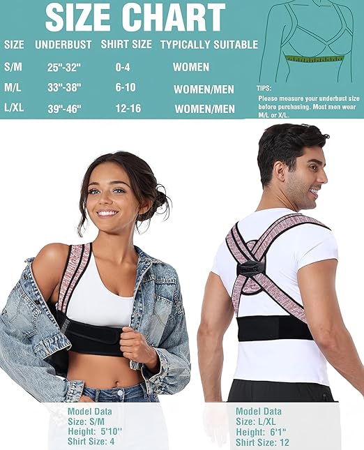 Posture Corrector for Women Men,BI-Straps Back Straightener - Bamboo Fiber Back Brace Posture Corrector - Instant Upper Back Pain Relief