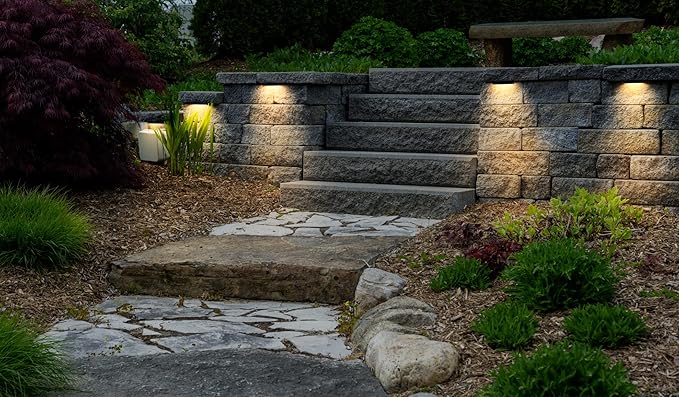 GKOLED 6.8 Inch LED Low Voltage Outdoor Hardscape Light, Light Module Replaceable, Retaining Paver Wall Step Lighting, 2700K 1.5W, IP65 for Wet Location, Die-cast Aluminum Housing