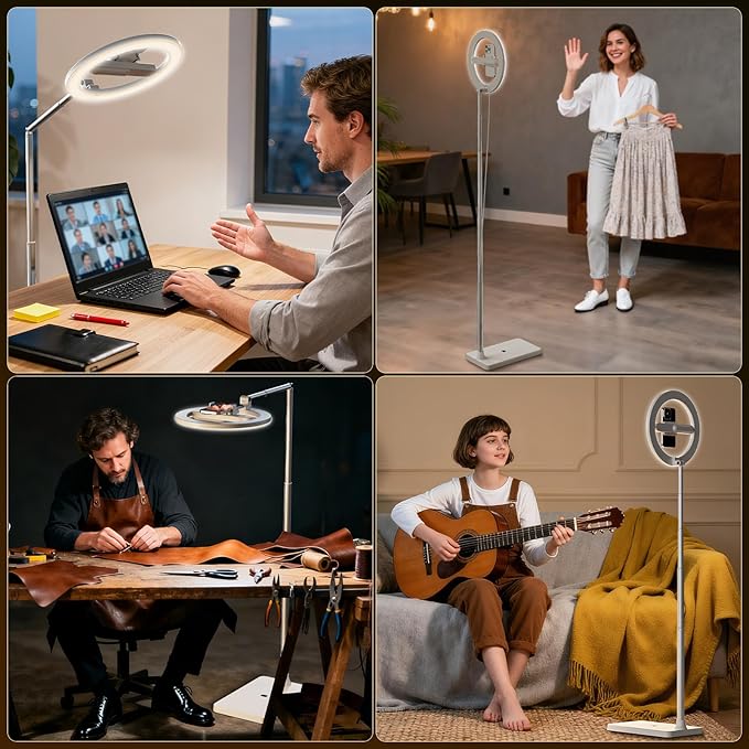 10" Ring Light with Stand, Overhead Phone Mount Holder with Adjustable Color Temperature (2800-6500K) – Phone Tripod with Light for Video Recording, Photography, Live Streaming, TikTok & YouTube