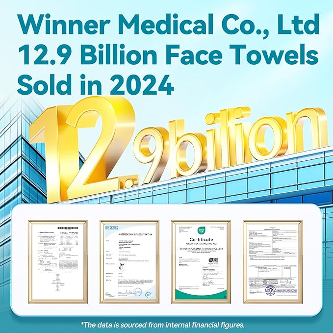 Winner Disposable Face Towel - 100% Cotton Facial Towels, Unscented Facial Wash Cloth for Sensitive Skin, Super Soft & Thick Facial Towels, Makeup Remover Dry Wipes, 480 Count