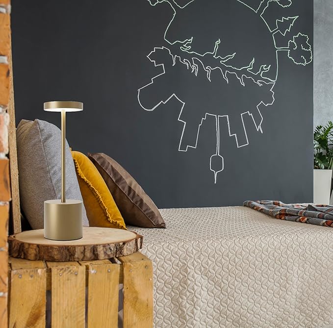 Cordless Table Lamps Set of 2, 5000mAh Rechargeable Battery Powered Lamp, 3 Color Stepless Dimming LED Table Lamp, Portable Table Light for Outdoor/Indoor/Restaurant/Home. (Titanium)