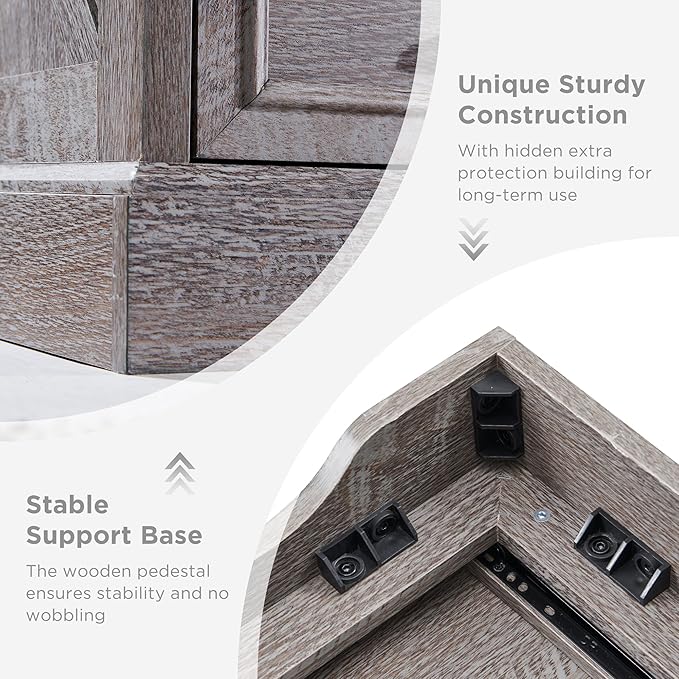 Farmhouse 6 Drawer Dresser for Bedroom, 52 Inch Wide Modern Dresser TV Stand with Large Drawers & Bar Handles, Rustic Wood Chest of Drawers for Bedroom, Living Room, Hallway, Grey