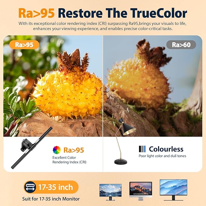 Computer Monitor Light,Screen Monitor Light Bar with Backlight for Eye Caring, E-Reading LED Task Lamp with Color/Dimming Adjustment,Touch Control,No Screen Glare Space Saving Home Office Lamp