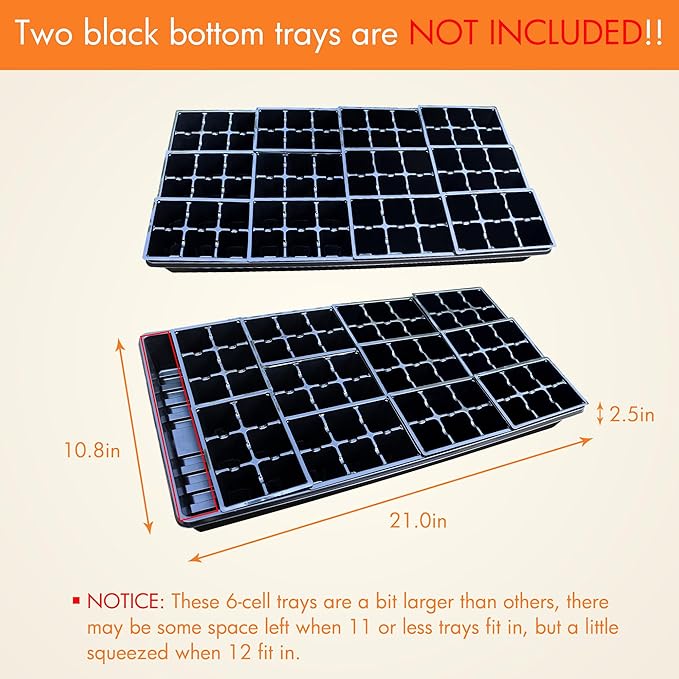 Gardzen 120 Pack 6-Cell Seed Starting Tray for Seedlings, Plant Starter Trays with Drainage Holes for Seed Germination, 5.4x3.7 inches, Black