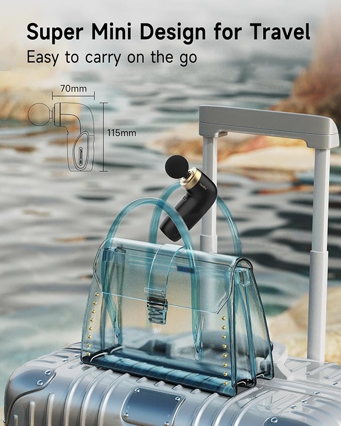 A1 Super Mini Massage Gun, Percussion Deep Tissues Muscle Massager, Travel Massage Gun, Compact Sports Massager, Portable Handheld Massager for Office Gifts for Him/Her, Home, Athletes(Black)