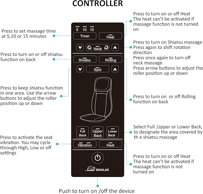 Snailax Shiatsu Back Massager with Heat, Chair Massager for Neck, Back and Shoulders,Gel Modes Massage Cushion,Adjustable Height Massage Seat,Gifts
