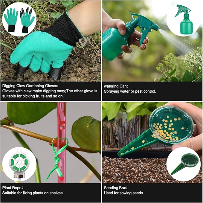 Gardening Supplies, Garden Tool Set, 19 Pcs Stainless Steel Garden Tool Kit with Bag, Ideal Gardening Gifts for Women