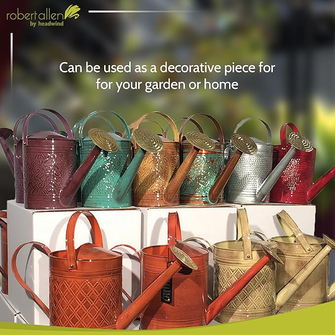 Robert Allen Home & Garden MPT01500 Wexley Metal Watering Can, 2 Gallon, Tansy Green