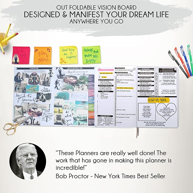 ADHD - A Self Care Personal Gratitude Journal to Increase Productivity and Success in Life & Work, Weekly & Monthly Undated Planner for Women and Men, Vision Board & Organizer + Stickers