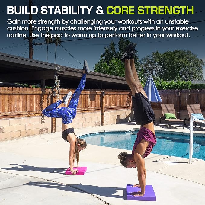 ProsourceFit Exercise Balance Pad – Large Cushioned Non-Slip Foam Mat & Knee Pad for Fitness, Stability Training, Physical Therapy, Yoga 15"x19"