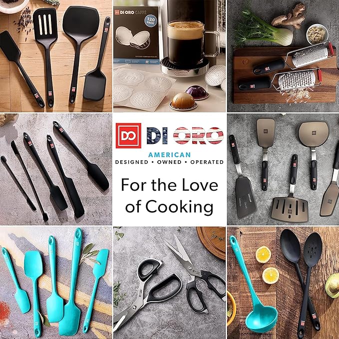 DI ORO Silicone Spatula Set - Rubber Kitchen Spatulas for Baking, Cooking, & Mixing - 600°F Heat-Resistant & BPA Free Silicone Scraper Spatulas for Nonstick Cookware - Dishwasher Safe (5pc, Teal)