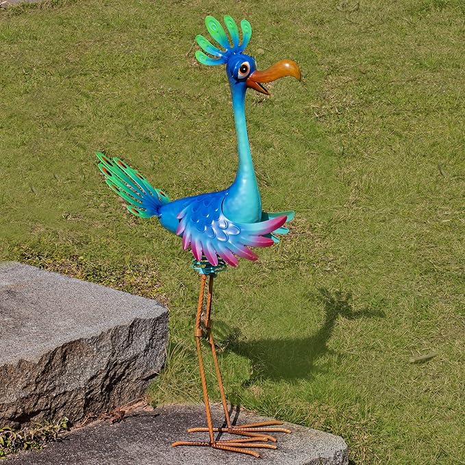 Natelf Large Peacock Statue Outdoor Metal Bird Decor Standing Metal Peacock, Garden Outdoor Sculpture for Yard Patio, Porch, Home for Women, Mom, Grandma