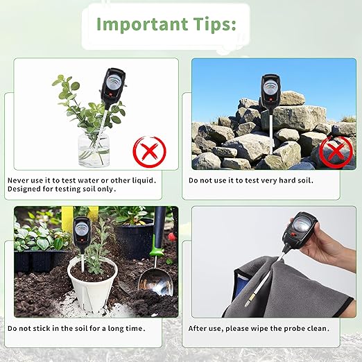 3-in-1 Soil Test Kit, Soil Moisture Meter/Soil pH Meter/Soil Fertility Tester, Soil Moisture Meter for Garden, Farm, Indoor, Outdoor and Lawn Care (Bright Black)