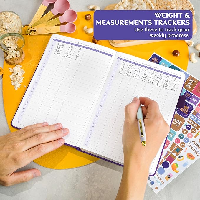 Legend Wellness Planner & Food Journal – Daily Diet & Health Journal with Weight Loss, Measurement & Exercise Trackers – Lifestyle & Nutrition Diary – Lasts 6 Months, A5 size – Purple