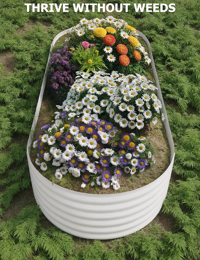 2 Pcs Raised Garden Beds Outdoor 8x4x1.5 ft - Galvanized Steel Planter Box for Vegetables, Flowers, Rust-Resistant Garden Box, Easy Assembly Raised Beds, Durable Planters for Outdoor Plants, Beige