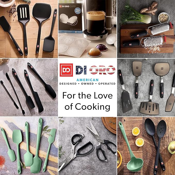 DI ORO Silicone Spatula Set - Rubber Kitchen Spatulas for Baking, Cooking, & Mixing - 600°F Heat-Resistant & BPA Free Silicone Scraper Spatulas for Nonstick Cookware - Dishwasher Safe (4pc, Sage)