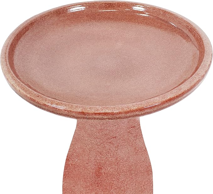 Sunnydaze 21" H Ceramic Bird Bath for Outside - Hand-Painted Outdoor Bird Bath Bowl, UV/Frost-Resistant Finish - Lava - Classic Pedestal